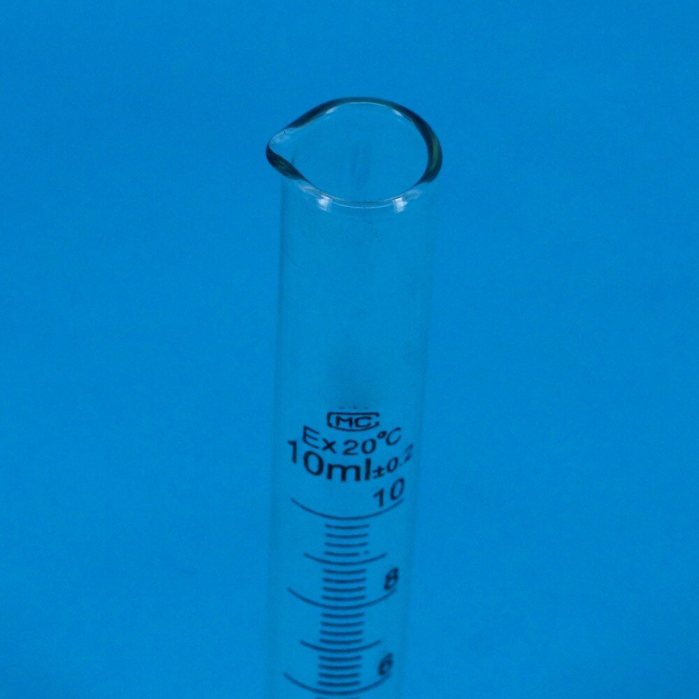 10ml Lab Glass Graduated Measuring Cylinder 110mm Height With Spout Glassware