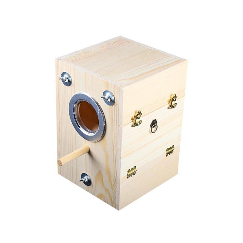 Parrot Breeding Box For Lovebirds Parrotlets Mating Opening Durable Hole House Nest Solid Wood Left/right Wooden Parakeet B Z9X2