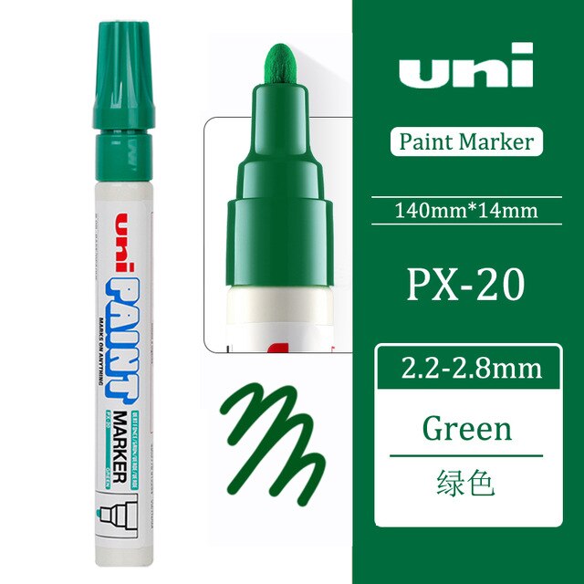 1pcs Japan UNI Mitsubishi PX-20 Paint Pen Industrial Pen Single Touch Up Round Head Marker Pen Signature Paint Marker: Green
