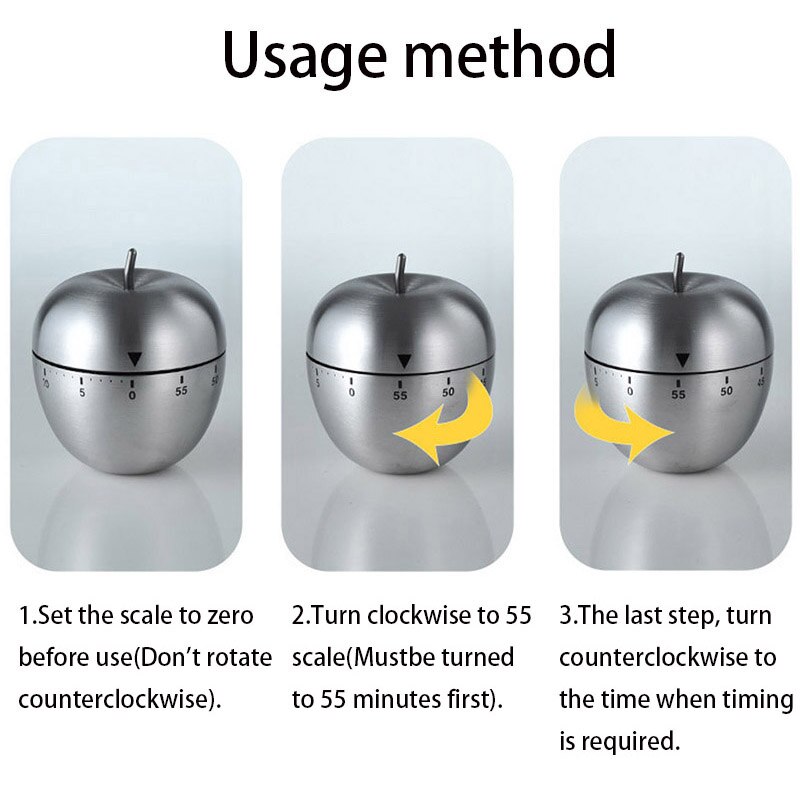 Stainless Steel Egg Cooking Timer 60 Minutes Mechanical Alarm Time Clock Counting Countdown Baking Cooking Tools Kitchen Timer