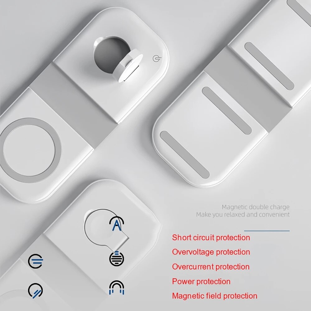 15W Magnetic Wireless Charger 2-in-1 - For iPhone 12 Series, iWatch, AirPods - Foldable Magsafe Charger