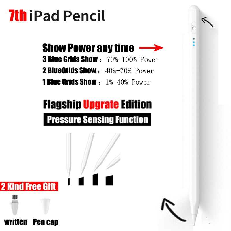 Stylet stylo pour Apple Ipad 2 1, Ipad Pro 11 12.9 , Ipad AIR 3 MINI 5 7 6 10.5 10.2 7.9, accessoires: Power Show Up White