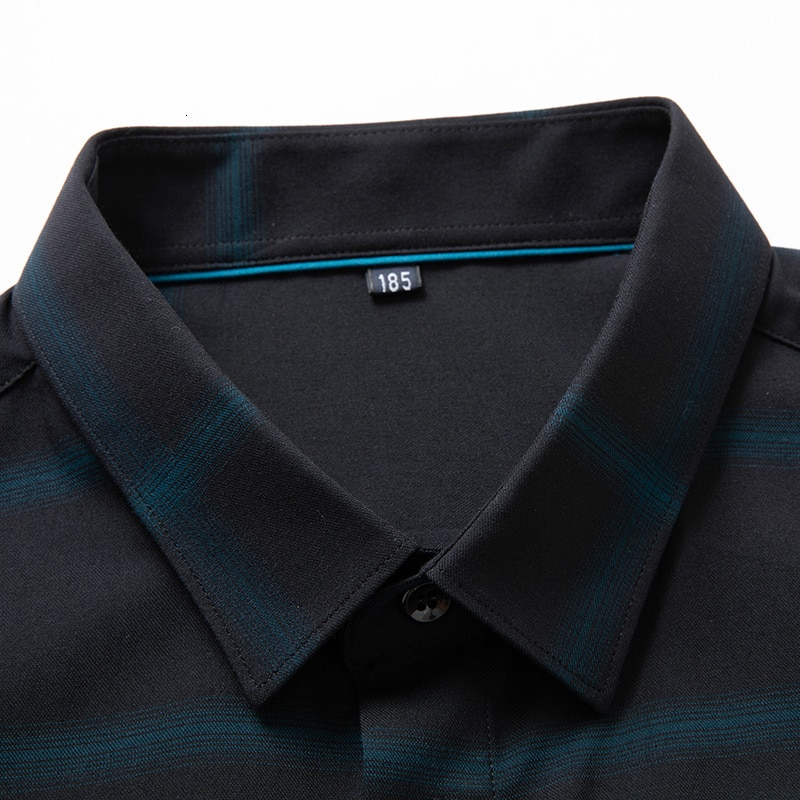 8XL Plus size Men's Regular-fit Long Sleeve Stretch Shirt Formal Business Office/Working Wear Bamboo Fiber Basics Dress Shirts