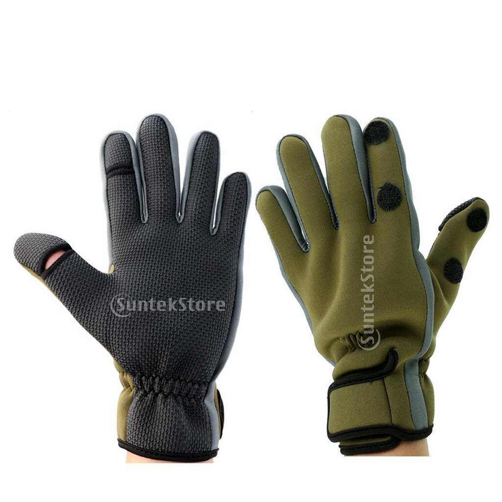 Slit Finger Winter Fly Fishing Gloves Neoprene Anti Slip Rock Fishing Gloves