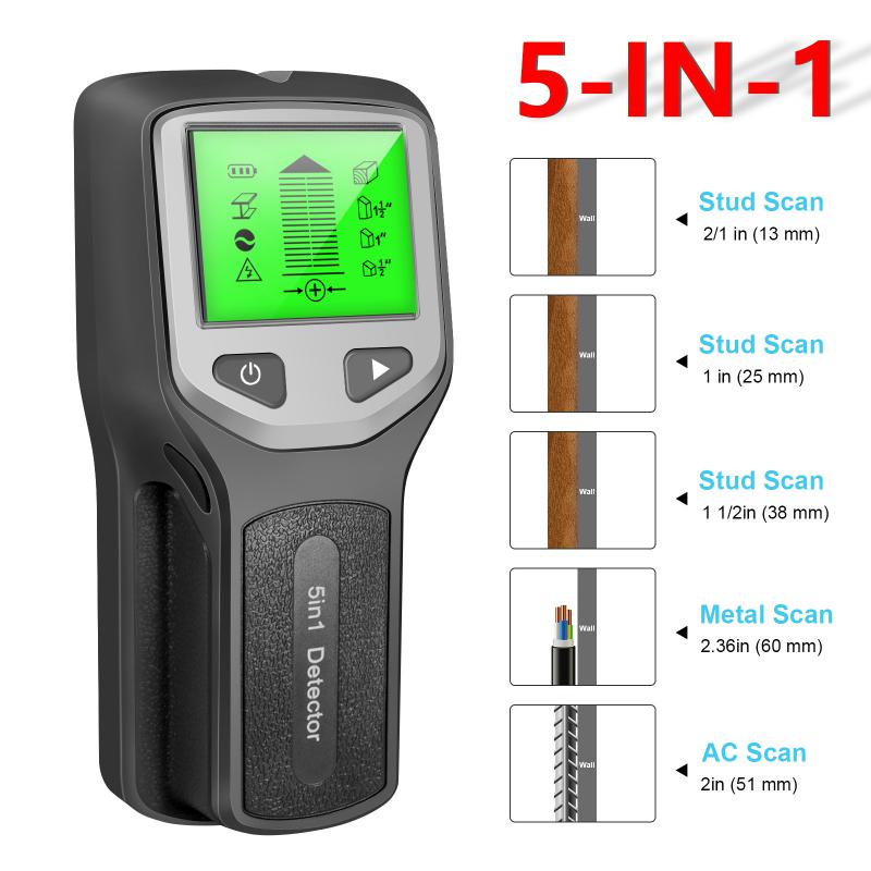 5 In 1 Stud Detector Multifunctional Wall Scanner Digital Metal Detector Wood Cable Wall Wire Detection Analysis Instrument
