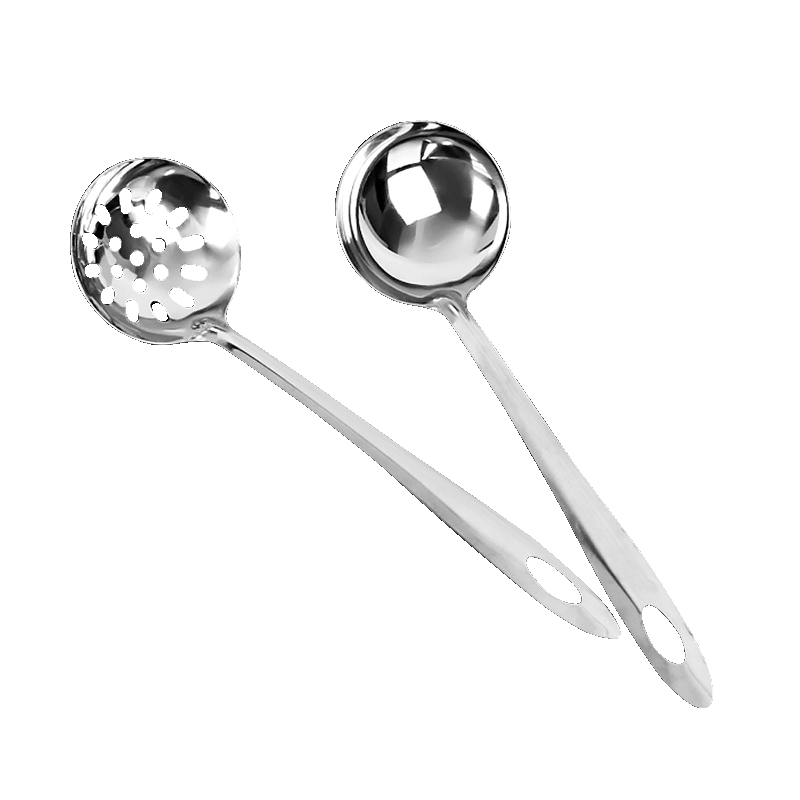 2pcs/Set Thick stainless steel spoon pot colander Colander Long handle spoon Colander Soup spoon