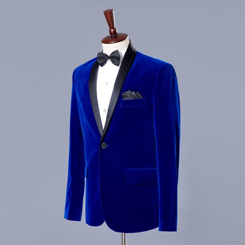 Kungsblå herrklänning kavaj herr fest blazers bröllopsfest klänning herr kavaj herr prestanda kostym kavaj slim masculino