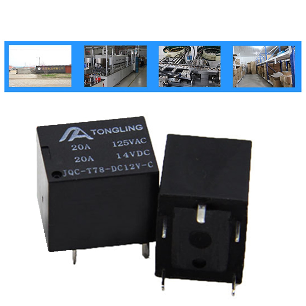 10Pcs 12V DC Power Relay Coil T78 5 Pins Mini Electromagnetic PCB Power Relay Type In stock Black Automobile relay Set