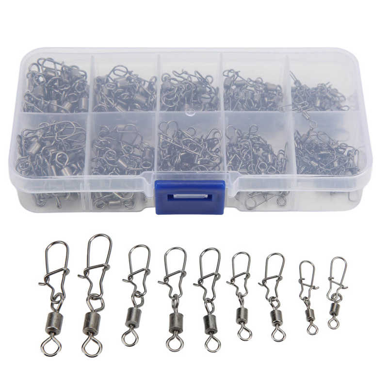 Fishing Line Connector Fishing Swivels Snaps Set Bearing Structure with Safety Snaps for Saltwater and Freshwater