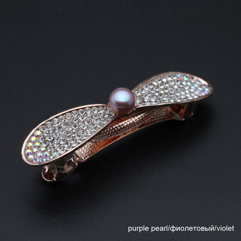 Pearl Hair Claw Clip - 9-10mm Freshwater Pearls - Sterling Silver - Classic Round Design for Women