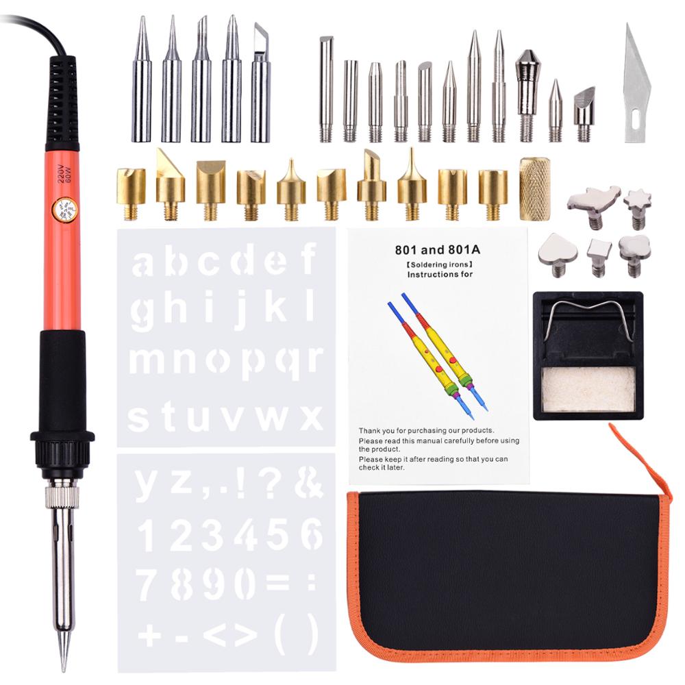 38PCS Wood Burning Tool Kit Pyrography Pen Adjustable Temperature from 200-450℃ for Beginners Adults Wood Burning Carving: 60W 38PCS Set