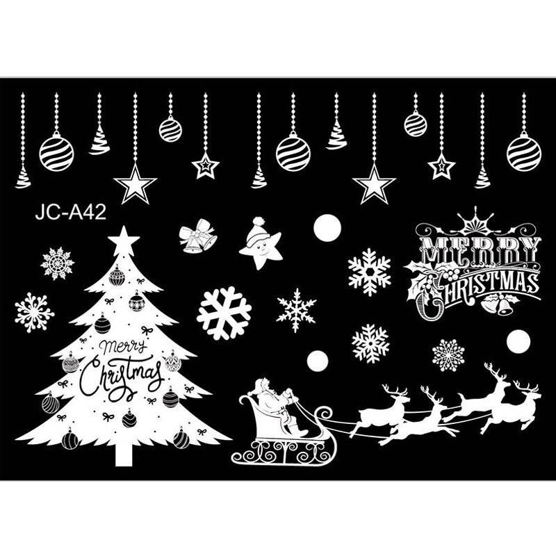 Autocollants de noël pour fenêtres, 53*37.2cm décorations murales en pvc, décoration d'intérieur pour l'année, autocollants pour vitres: 5