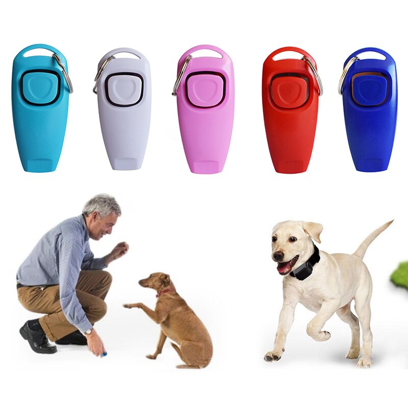 2 In 1 Pet Clicker Dog Training Whistle Answer Card Pet Dog Trainer Assistive Guide With Key Ring Dog Pet Supplies