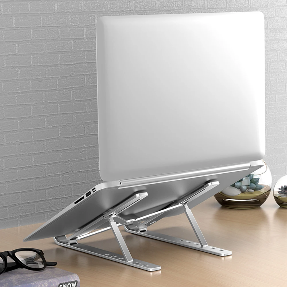 Tragbarer Laptop-Ständer aus Aluminium, verstellbarer Notizbuch-Ständer für MacBook Profi, faltbare Basis, Laptop-Halterung, Computer-Kühlhalterung