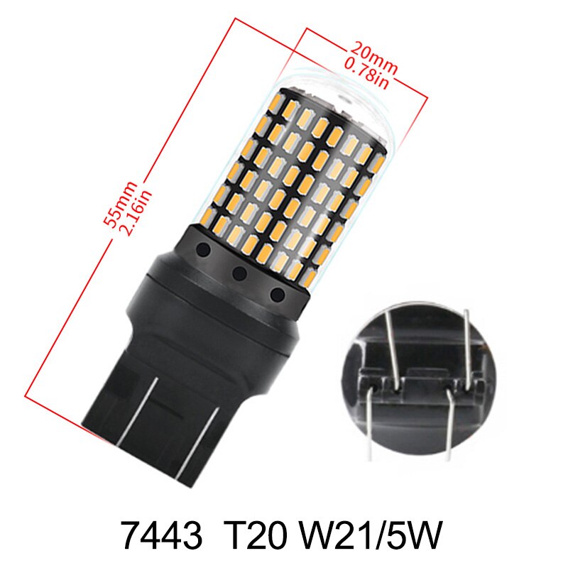 Gzkafolee 1 stk 2800lm 7440 7443 pære uten feil  t20 w21w w21/5w ledet  wy21w ledet pærer bilbrems reverslys lampe blinklys
