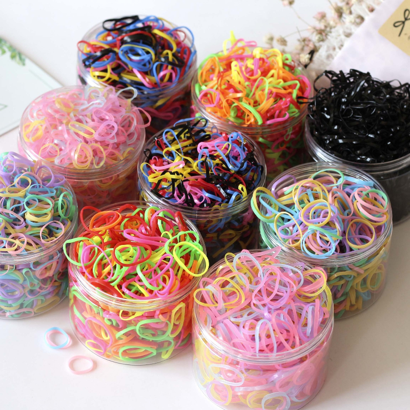 1000PCS ragazze sveglie anello colorato fasce per capelli elastici usa e getta porta coda di cavallo elastico Scrunchies accessori per capelli per bambini