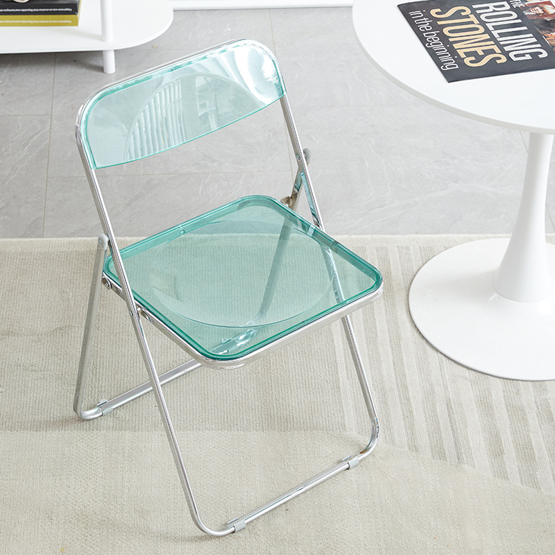 Silla plegable transparente, silla de comedor moderna y sencilla a la para el hogar, tienda de ropa acrílica, tienda de té de la leche, silla plegable de ocio: Pulir