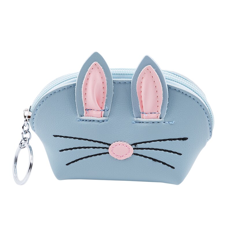 Cute Bunny Rabbit Coin Bag Key Bag Women Girls Cartoon Wallet Card Holder Long Wallet Purse: blue