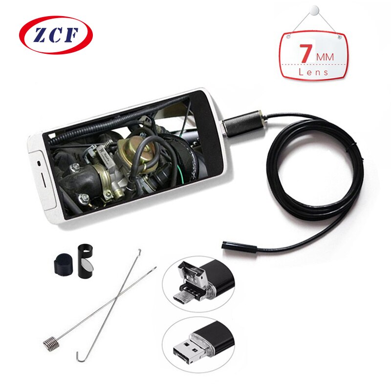 AN99 Endoscoop Camera 7Mm Lens 6 Led IP67 Waterdichte Inspectie Borescope 2in1 Interface Micro Otg Usb Camera Endoscopio Android
