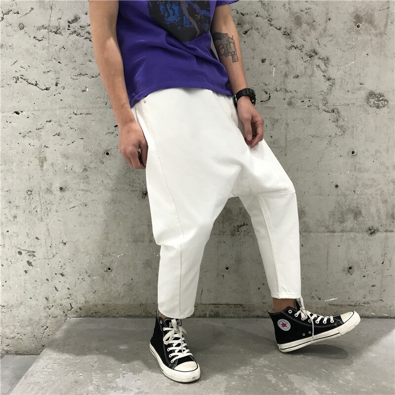 Cavallo basso Dei jeans Pantaloni Degli Uomini gonfio Cavallo Basso denim Pantaloni stile harem Maschio anca salto strada danza Allentati Pantaloni Della Tuta di proprietà X9141