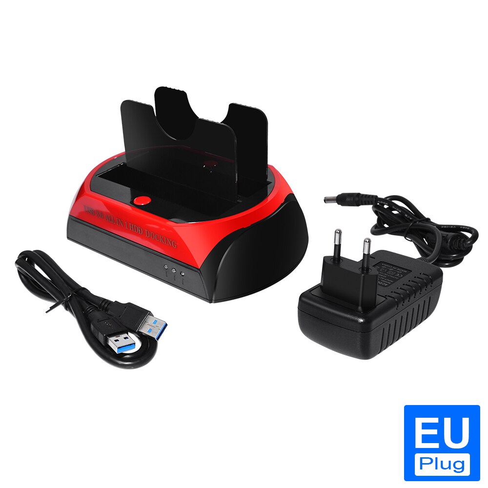 HDD Docking Station USB 3.0/Type C Dual Internal Hard Disk Drive Docking Station HDD Enclosure for 2.5 Inch 3.5 Inch IDE/SATA: EU plug