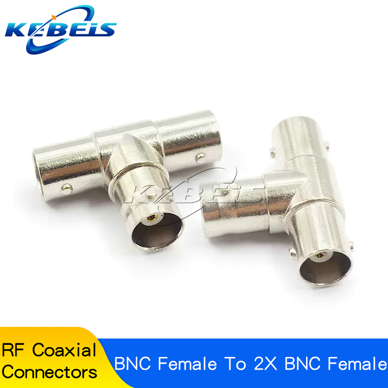 Conector BNC Q9 a BNC macho y hembra, Conector de ángulo recto de 90 grados, tipo T, divisor de 3 vías y 4 vías, adaptador RF doble macho y hembra, 1 piezas: Negro