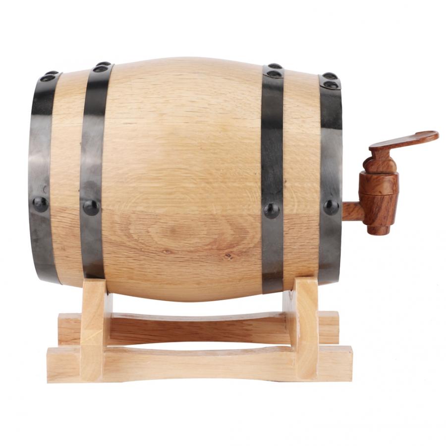 Household Wooden Beer Barrel Oak Wood Wine Barrel With 4 Brackets Keg and Tap Wine Brewing Equipment Home Portable Bar Tools: A