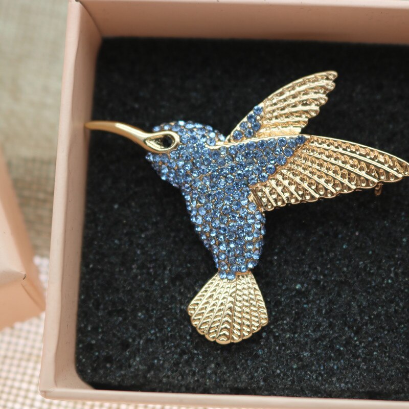 Broche colibri rétro pour femme, épingle de manteau de corsage féminin, bijoux mignons, accessoires de fête de mariage: Rhodium plaqué