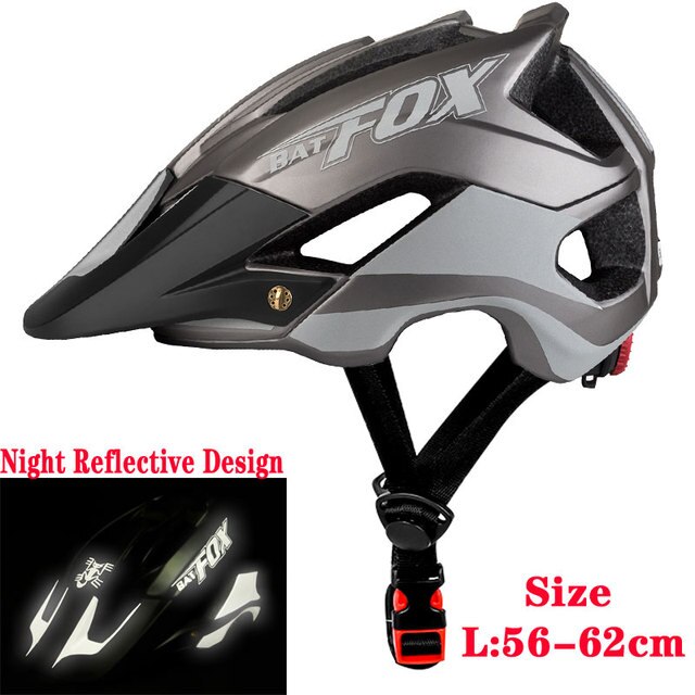 BATFOX Bicycle Helmet Bike Helmets Cycling Ultralight Overall Integrally-Molded Safety Mountain Road MTB Man Bicycle Equipment: Brown and silver