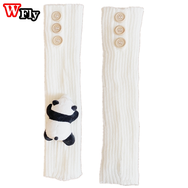 Japanese JK uniform Leg Warmers Korean Lolita girls&#39; ins Button Knit LONG socks girls pile up socks Foot warming cover