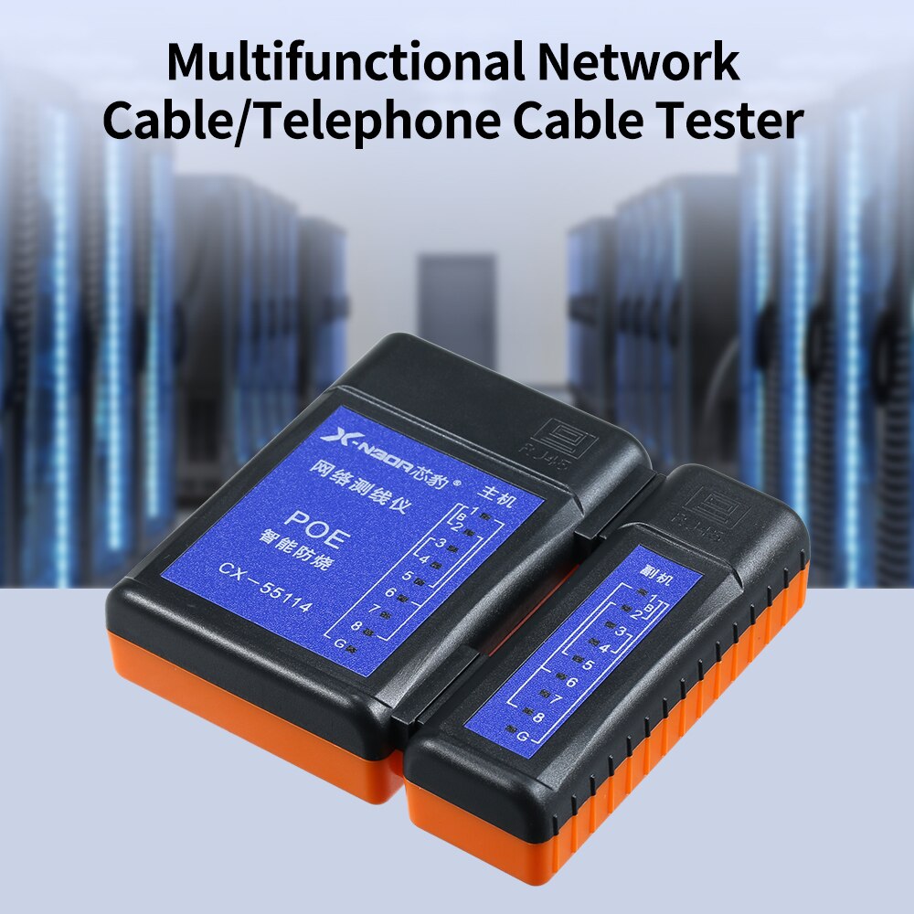 Portable Multifunctional RJ45 Network Cable Tester RJ11 Telephone Cable Test Tool with LED Indicator Lights Detachable