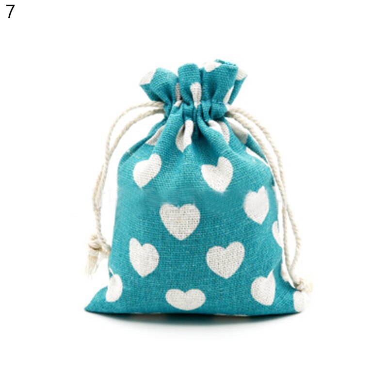 1pc trekkoord katoenen linnen print kleine organizer opbergtas portemonnee reistas dames kleine stoffen tas kersttas: 7