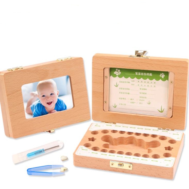 Style Simple en bois Lanugo boîte à dents à feuilles caduques bébé -né Collection de dents croissance boîte commémorative bébé boîte à dents organisateur