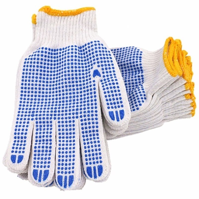 Labor Insurance Gloves Plastic Dot Gloves Thick Dot Rubber Yarn Gloves Non-slip Wear-resistant Cotton Yarn Work Gloves: 3 pairs