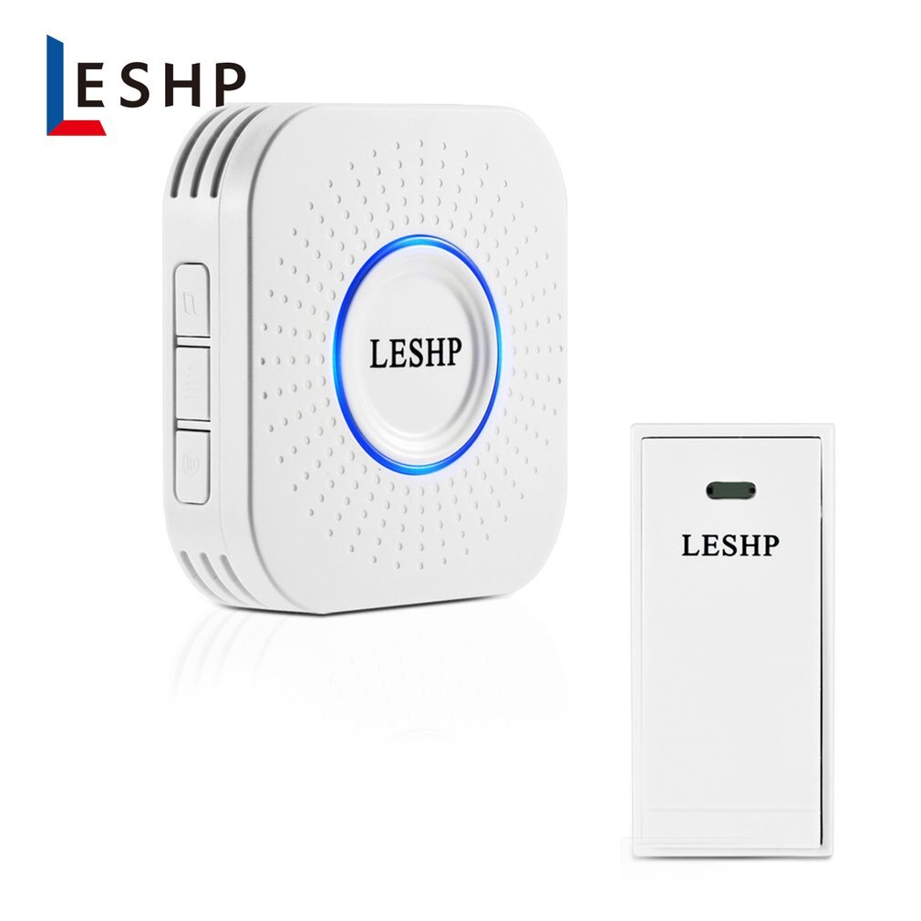 LESHP Smart Wireless Doorbell Home Intelligent Security Chimes Door Bell Alarm LED Light 58 Songs With Waterproof Touch Button