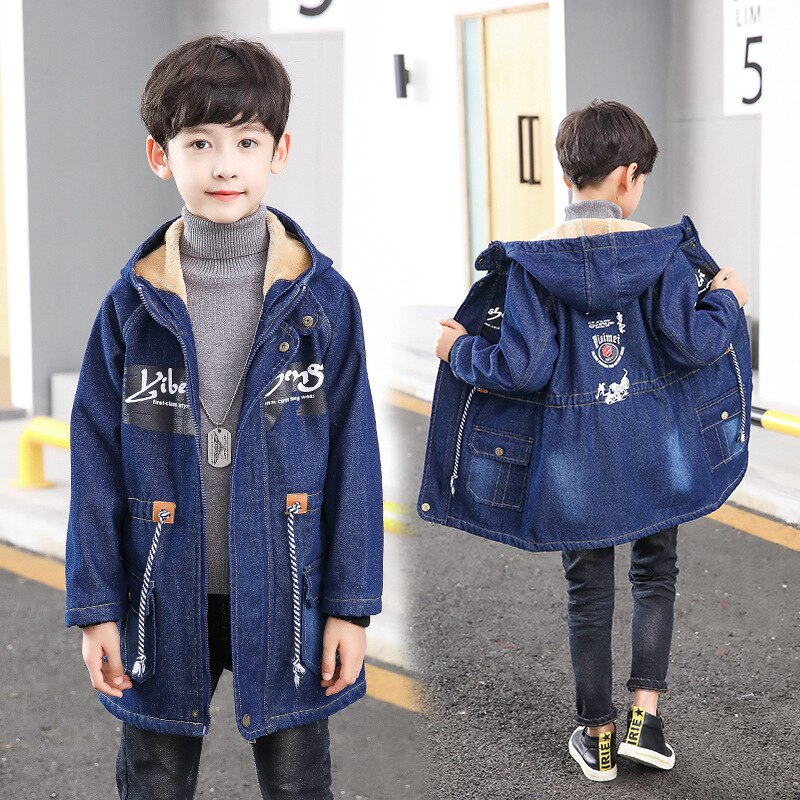 Manteau d'hiver pour garçons, style coréen pour adolescents, manteaux pour enfants Cowboy Plus veste en velours, pour enfants de 5-14 ans, Parka: 7T