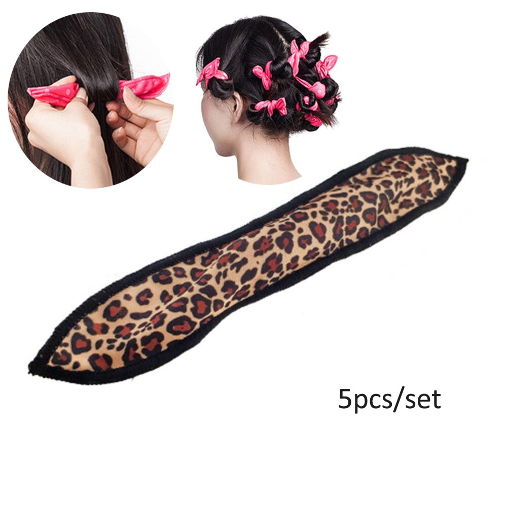 Hair Curlers Soft Sleep Pillow Hair Rollers Set Best Flexible Foam And Sponge Magic Hair Care Diy Hair Styling Tool: Leopard