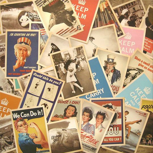 32 Stks/partij Klassieke Beroemde Posters Vintage Style Geheugen Postkaart Set Brief Envelop Wenskaarten Jaar Ansichtkaarten