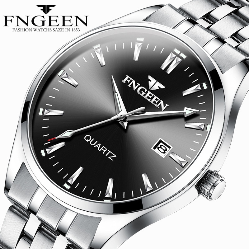 Fngeen serie ur herre quartz ure montre homme rustfrit stål mærke luksus sport kronograf herre ur relogio masculino