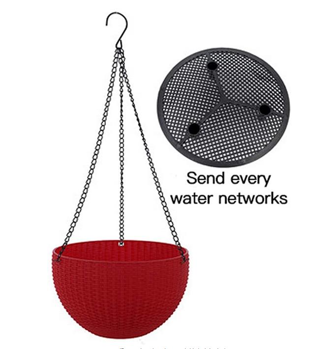 Wiszące kosze domowe ganki balkon wisząca donica dekoracyjne kosze doniczki doniczkowe łańcuch z tworzywa sztucznego wisząca donica s koszyk: Czerwony