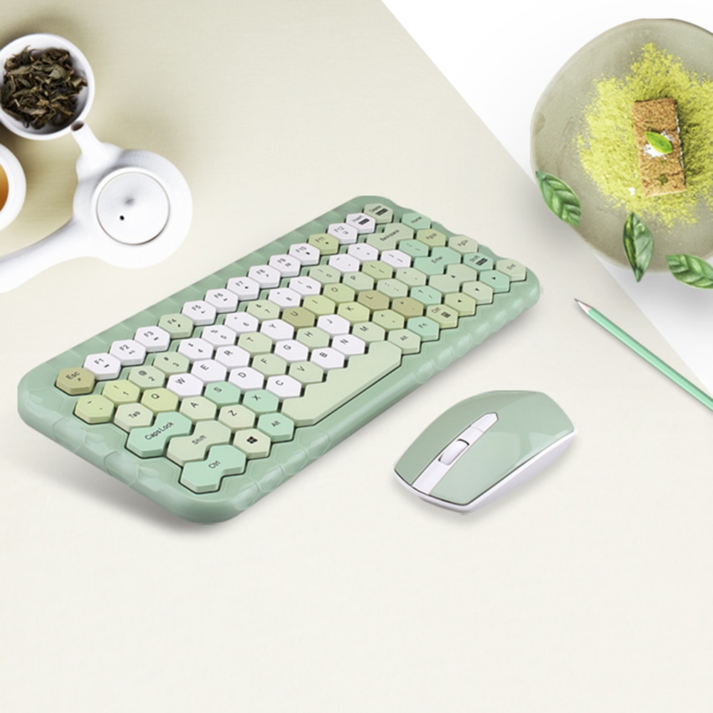 Wireless Keyboard and Mouse Combo Honeycomb Keycaps 83 Keys Keyboard and 4 Keys Mouse PC, Laptops