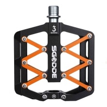 SGODDE Fahrrad Berg Legierung Pedale Plattform 3 Versiegelt Lager Ultraleicht Flachen, Nicht-Slip Outdoor Bikes Teile Radfahren Flache Pedale: black orange