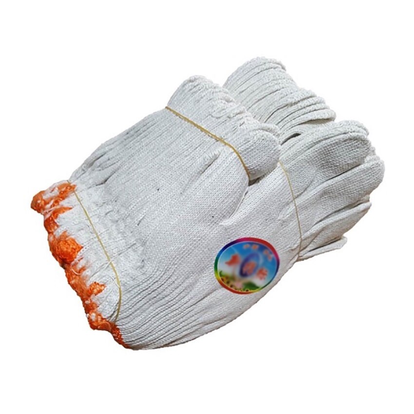 12 par / parti arbejdshandsker tykke nylon bomuld vaskbare handsker med elastisk strikket håndled industri beskyttende sikkerhedshandsker, l størrelse