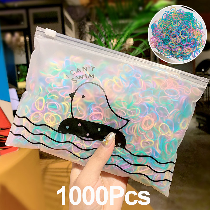 Bandas elásticas para el Cabello para Niñas, Coletas Pequeñas y Coloridas, no Daña EL Cabello, Accesorios para el Pelo, 20 Piezas: 1000pcs-B1
