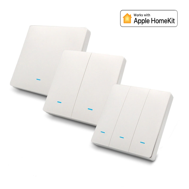 Wifi smart enkel l linje ingen neutral ledning krävs knapp ljus på/av väggströmbrytare eu uk typ 86 x 86mm arbete med apple homekit