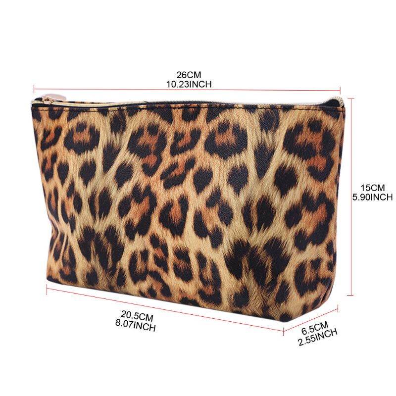 Rejse kosmetiktaske leopardprintet makeup-etui pose toiletartikler  lx9f