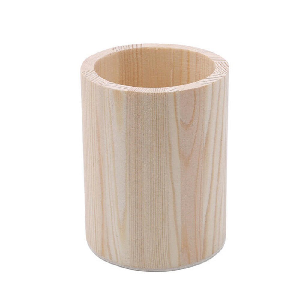 1PC Office Organizer Desktop Wooden Pen Storage Box Pencil Pot Pen Holder Makeup Brush Container Home Office Stationery Supplies