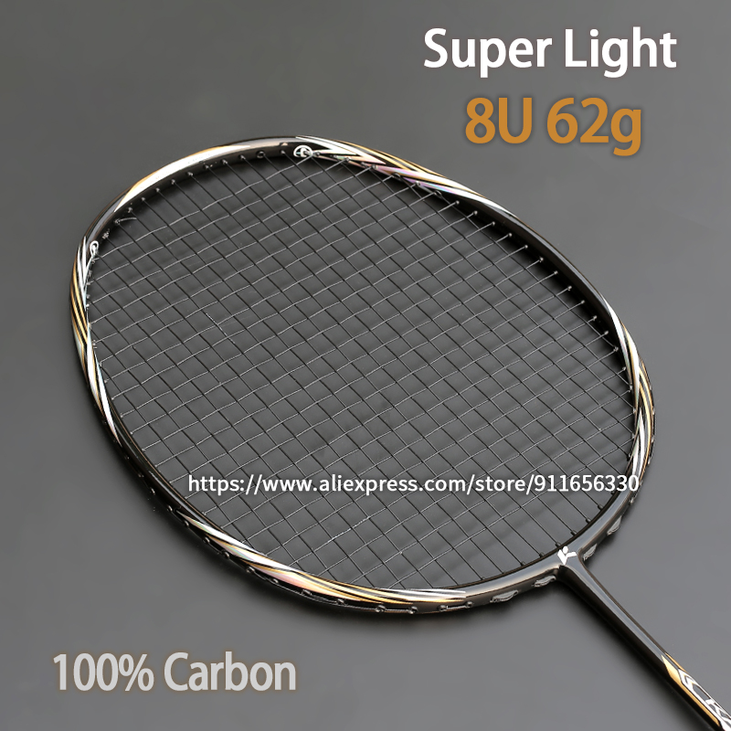 Raquettes de Badminton en Fiber de carbone de Type avec sacs à ficelle, Tension maximale de 32lb, entraînement, raquette de sport de vitesse pour adultes, G5: Black