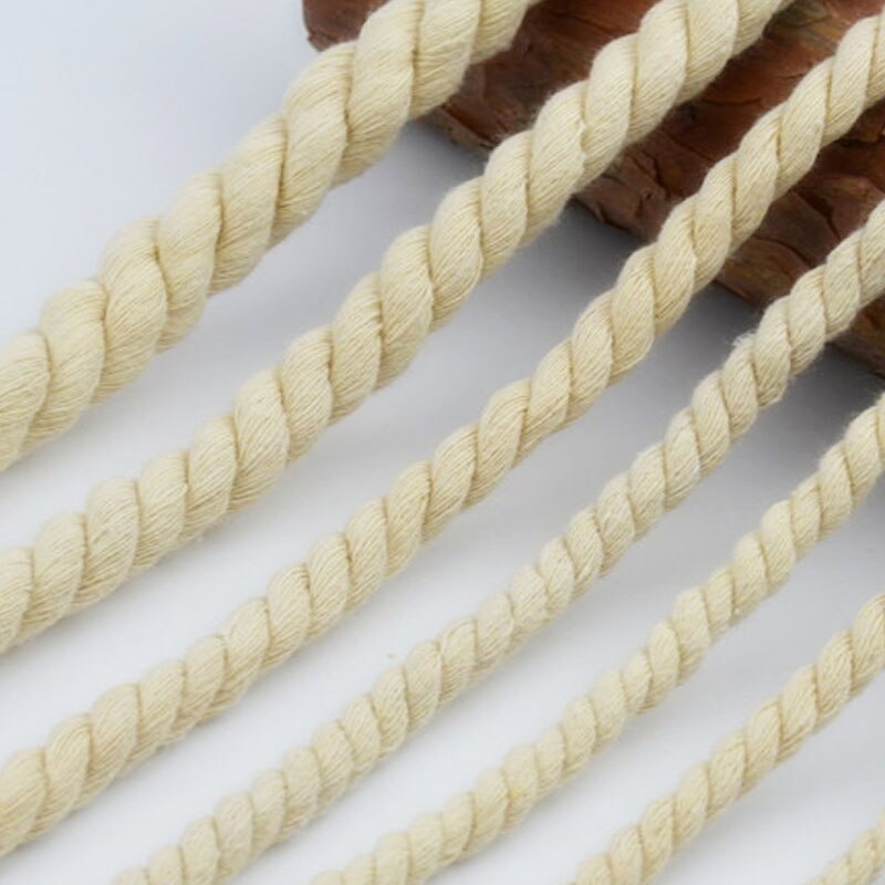 Corda bege 100% algodão de 10 m e 3 tubos, cordas grossas torcidas para artesanato têxtil, faça você mesmo, acessórios de decoração