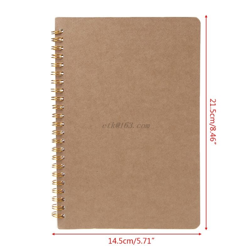 A5 Bullet Notebook Kraft Dot Grid Time Management Blank Book Spiral Journal Weekly Planner School Office Supplies